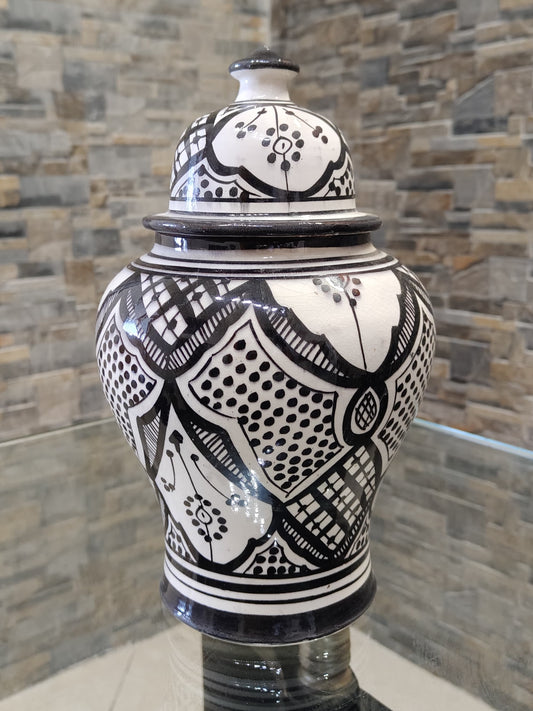 Black and White mini vase handmade Safi Morocco