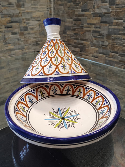 Navy Blue and white ceramic mini Tajine handmade Safi Morocco