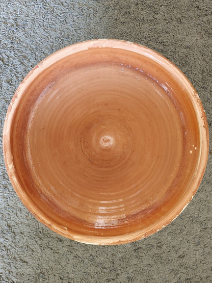 Orange and white ceramic big Tajine handmade Safi Morocco