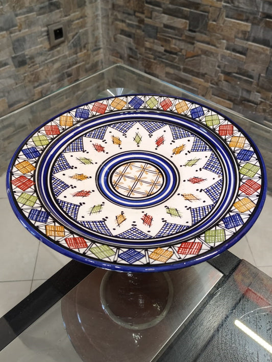 Grande assiette en céramique bleue faite main Safi Maroc